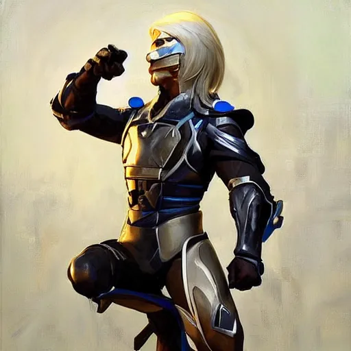 Image similar to greg manchess portrait painting of raiden from mortal kombat as overwatch character, medium shot, asymmetrical, profile picture, organic painting, sunny day, matte painting, bold shapes, hard edges, street art, trending on artstation, by huang guangjian and gil elvgren and sachin teng