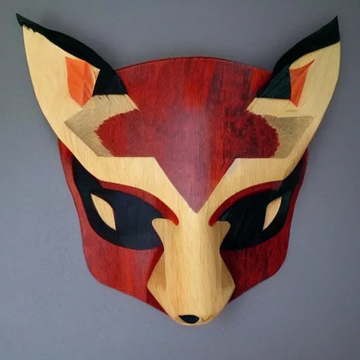 Image similar to symmetry!! demon angel fox wooden mask