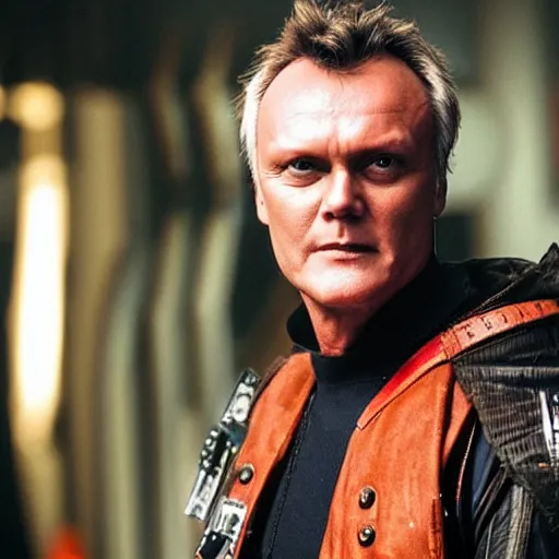 Image similar to Anthony Head as Cyberpunk Uther