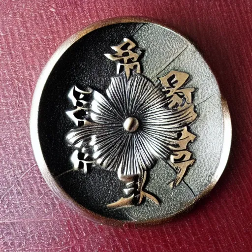 Image similar to japanese tsuba with a flower motive