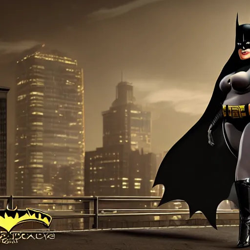 Image similar to big curvy batman woman, super realistic, super detailed, high octane, photorealistic, rendering 1 6 k, 8 k octane, unreal engine,