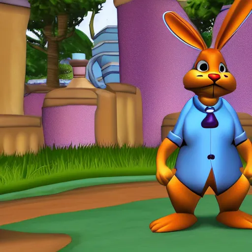 Prompt: an attractive Rabbit toon from Toontown online, Toons, inspired by looney tunes, 3d mmo, furry