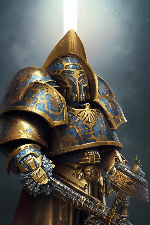 Image similar to armor portrait heros warhammer 4 0 k horus heresy fanart - the primarchs emperor by johannes helgeson animated with vfx concept artist & illustrator global illumination ray tracing hdr fanart arstation zbrush central hardmesh 8 k octane renderer comics stylized