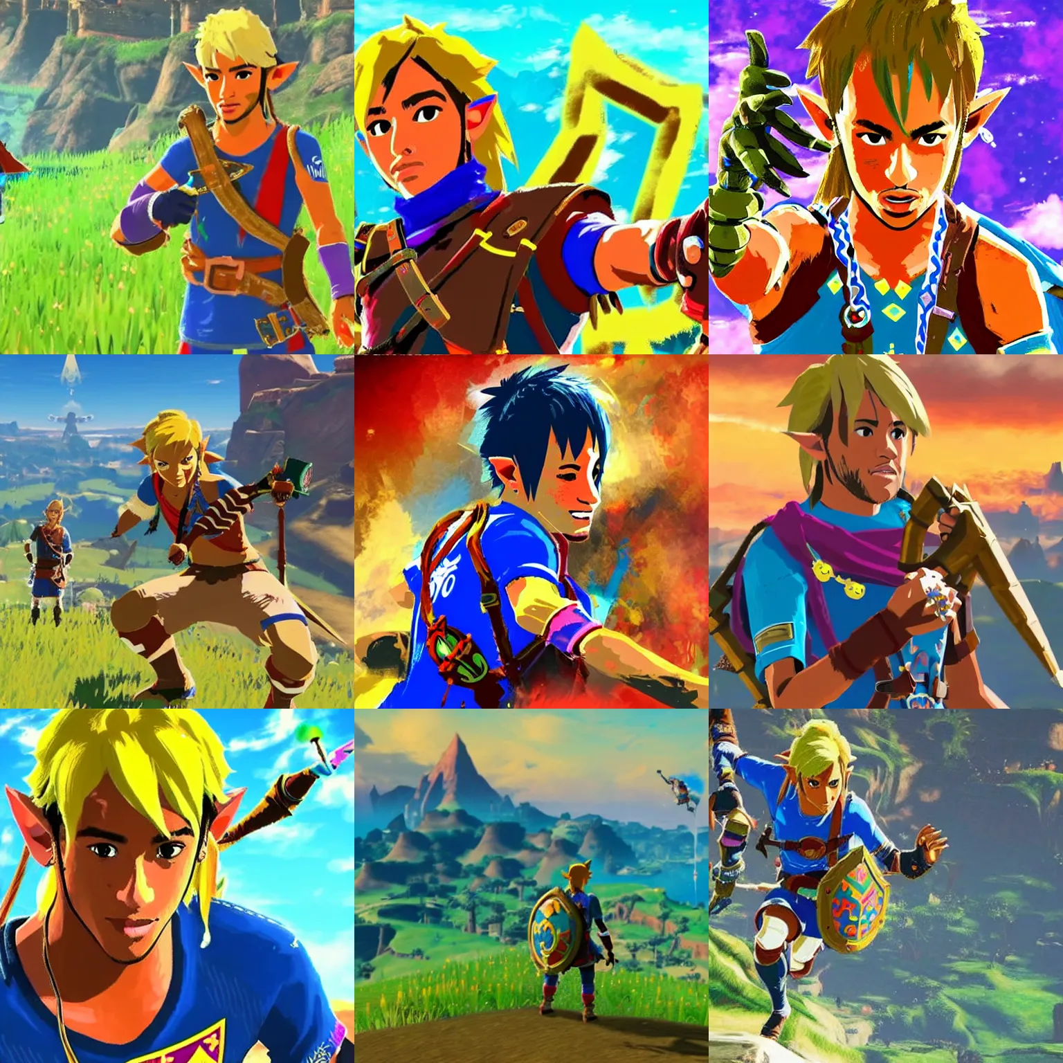 Prompt: Neymar in The Legend of Zelda: Breath of the Wild