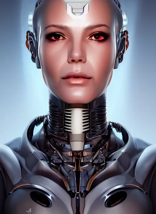 Image similar to portrait of a cyborg woman who turns her head to the right!!!!! (((((left))))) (((((up))))) (((((down))))) by Artgerm,eyes closed , biomechanical, hyper detailled, trending on artstation