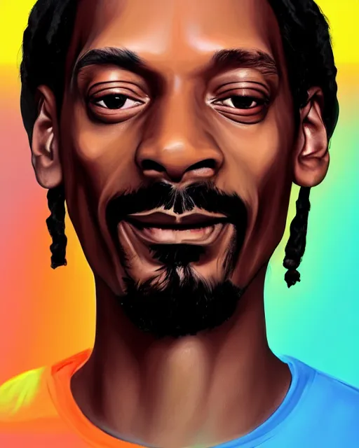 Prompt: a painting of snoop dogg smiling, smokey background, in the style of artgerm and greg rutkowski and tooth wu and wlop