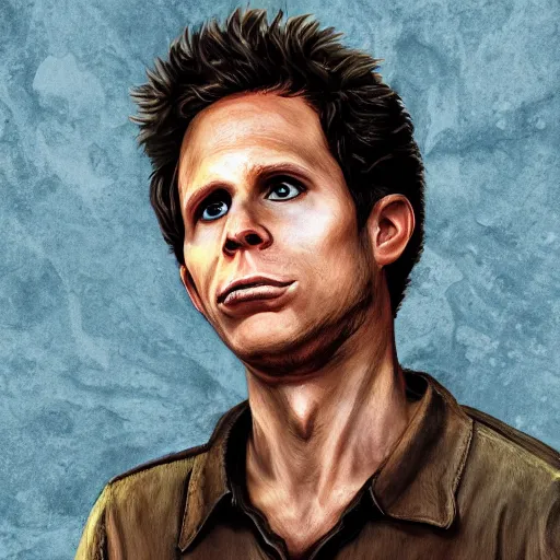 Image similar to dennis reynolds as the golden god, photo realism, perfect face, realistic