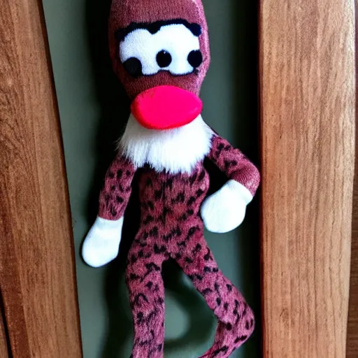 Image similar to A creepy sock monkey