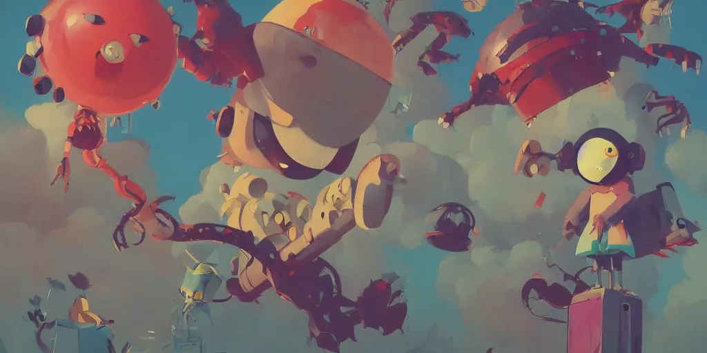 Image similar to cute anime monsters on Instagram by Goro Fujita and Simon Stalenhag and Kandinsky and Magritte and Basquiat, 8k, trending on artstation, hyper detailed, cinematic