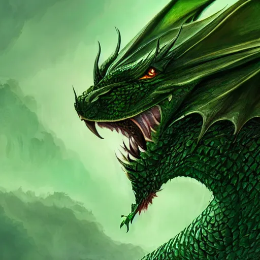 Image similar to a green dragon, digital painting, trending on artstation, matte painting, highly detailed, intricate linework