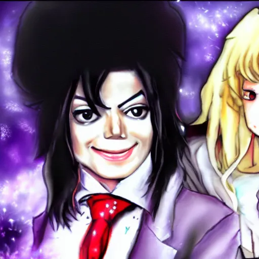Image similar to Michael Jackson and his touhou waifu