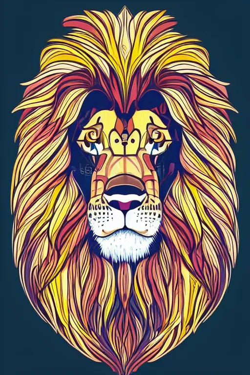 Image similar to Portrait of a lion, anime, sticker, colorful, illustration, highly detailed, simple, smooth and clean vector curves, no jagged lines, vector art, smooth