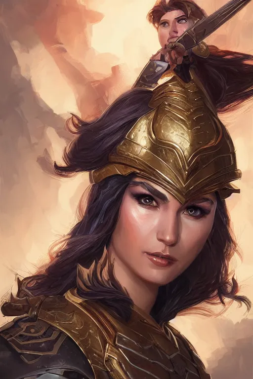 Image similar to amazon valkyrie athena, d & d, fantasy, portrait, highly detailed, headshot, digital painting, trending on artstation, concept art, sharp focus, illustration, art by artgerm and greg rutkowski and magali villeneuve