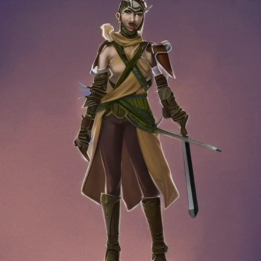 Image similar to fantasy rpg character anthropromorphic fox ranger with only one arm wielding a gladius