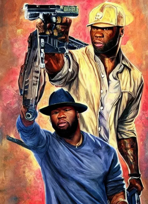 Prompt: 5 0 cent as rick grimes painting