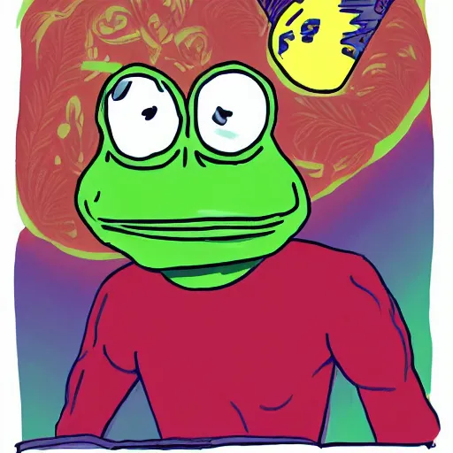 Prompt: pepe the frog under heatwave, drawn by Matt Furie