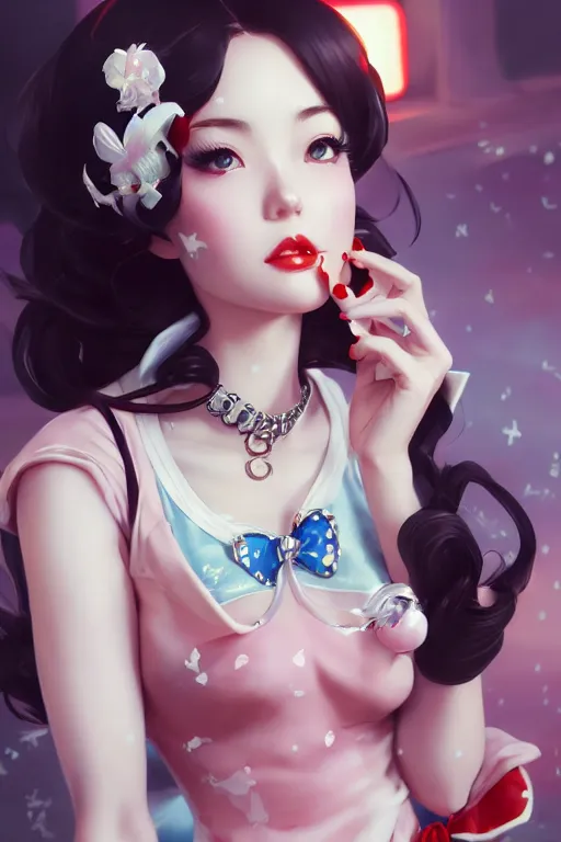 Image similar to a pin up and beautiful fashion charming dreamlke japan girl with lv jewelry, character art, art by artgerm lau and wlop and and ilya kuvshinov and john singer sargent, hyperdetailed, 8 k realistic, symmetrical, frostbite 3 engine, cryengine, dof, trending on artstation, digital art