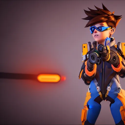 Image similar to tracer from overwatch as child, overwatch design, octane render, 4 k, ingame shot