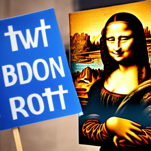 Prompt: the Mona Lisa in real life holding a picket sign protesting for abortion rights at a rally downtown, ultra detailed, 8k resolution, ultrarealistic