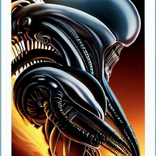 Prompt: xenomorph and predator movie poster.