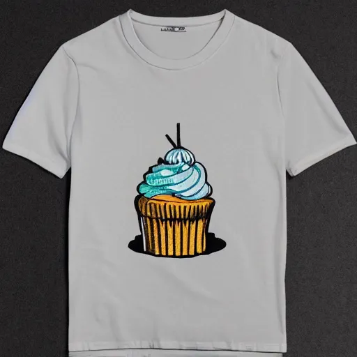 Prompt: shirt with cupcake drawn by edward hopper