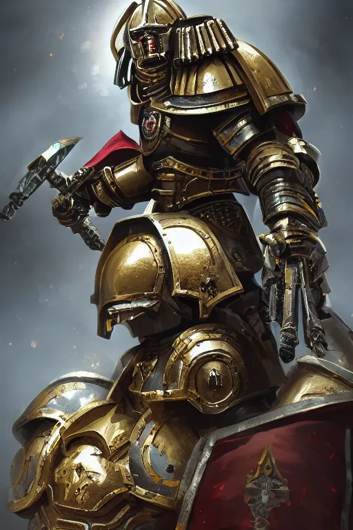 Image similar to armor portrait heros warhammer 4 0 k horus heresy fanart - the primarchs emperor by johannes helgeson animated with vfx concept artist & illustrator global illumination ray tracing hdr fanart arstation zbrush central hardmesh 8 k octane renderer