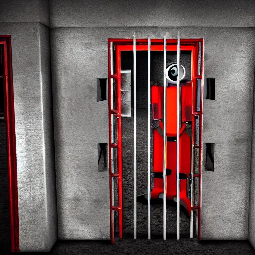 Prompt: a jail made for robots colour photo 8 k