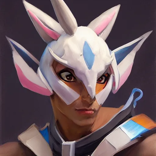 Image similar to greg manchess portrait painting of partially armored sylveon as overwatch character, medium shot, asymmetrical, profile picture, organic painting, sunny day, matte painting, bold shapes, hard edges, street art, trending on artstation, by huang guangjian, gil elvgren, ruan jia, greg rutkowski, gaston bussiere