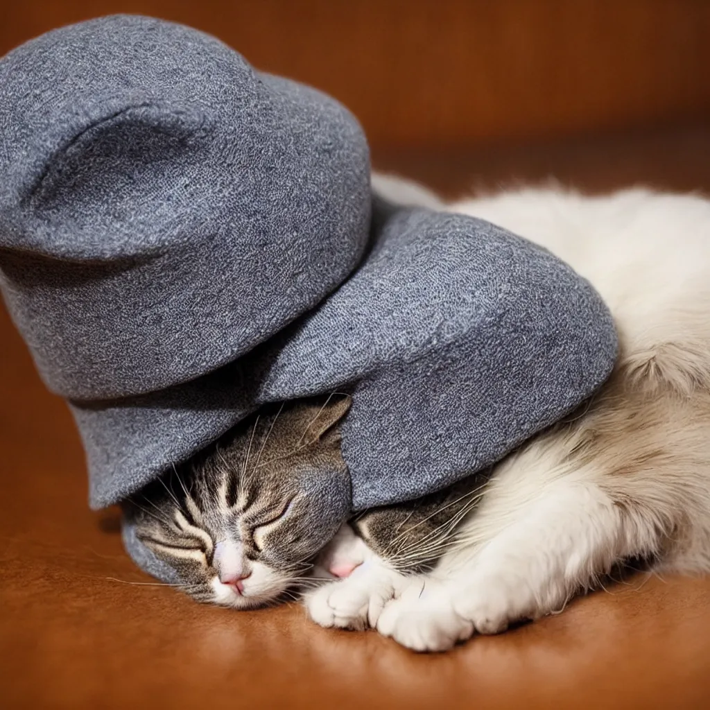 Prompt: Cat sleeping in a hat