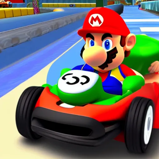 Image similar to capybara driving porsche in mario kart