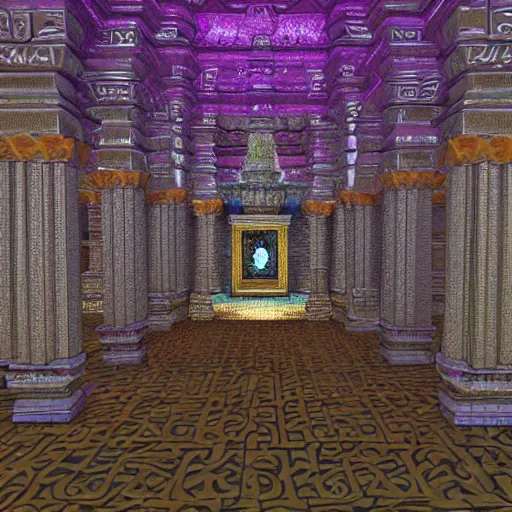 Prompt: 3d Fractal hindu temple mosque interior, dmt, shiny