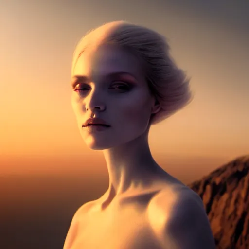 Image similar to photographic portrait of a stunningly beautiful alien gothic female in soft dreamy light at sunset, contemporary fashion shoot, by edward robert hughes, annie leibovitz and steve mccurry, david lazar, jimmy nelsson, breathtaking, 8 k resolution, extremely detailed, beautiful, establishing shot, artistic, hyperrealistic, beautiful face, octane render