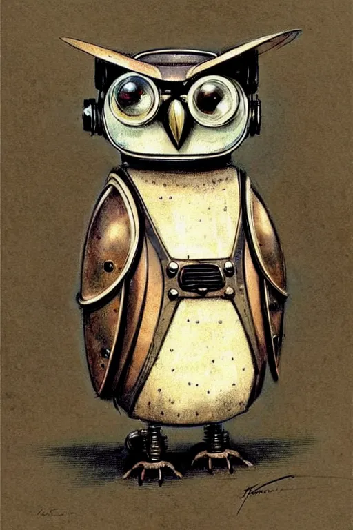 Image similar to (((((1950s retro robot steampunk owl . muted colors.))))) by Jean-Baptiste Monge !!!!!!!!!!!!!!!!!!!!!!!!!!!!!!