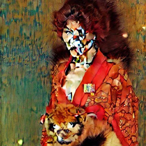 Image similar to furry splinter ninja mutant wearing a red kimono hairy furry body furry arms feet. highly detailed painting by gaston bussiere craig mullins jc leyendecker gustav klimt artgerm greg rutkowski