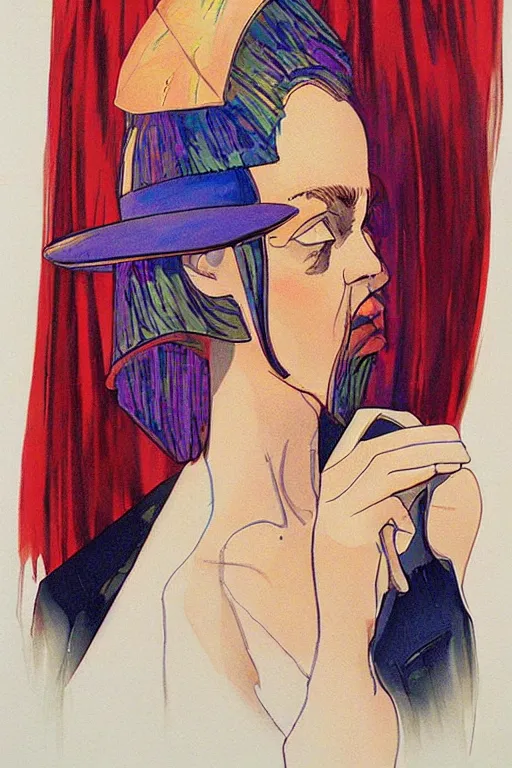 Prompt: portrait fashion model artwork by jean giraud