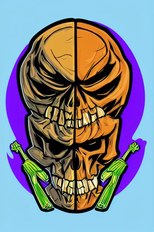 Prompt: A portrait of a skeletor that is a gangster, sticker, colorful, illustration, highly detailed, smooth and clean vector curves, no jagged lines, vector art, smooth