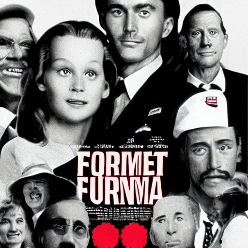 Prompt: movie poster for Forrest Gump 1987, cinematography by Jost Vacano, directed by Paul Verhoeven
