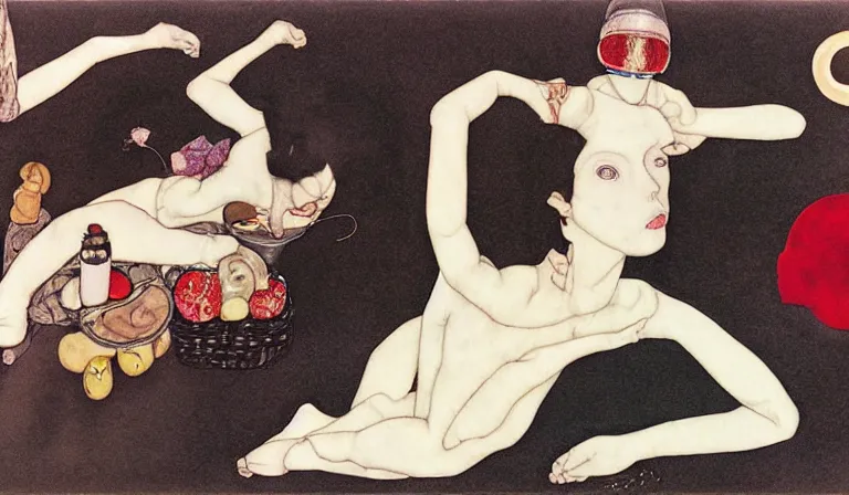 Image similar to original sin, gui, by mariko mori, egon schiele, tadanori yokoo, toshiko okanoue