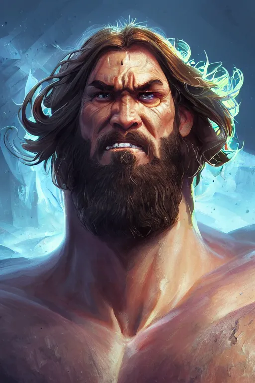 Prompt: clear portrait hulking herculean ogre jesus christ, background hyper detailed, character concept, full body, dynamic pose, glowing lights intricate, elegant, highly detailed, digital painting, artstation, concept art, sharp focus, illustration, van baarle lois and sanderson ruth