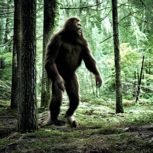 Image similar to National Geographic photo of Sasquatch in the forest