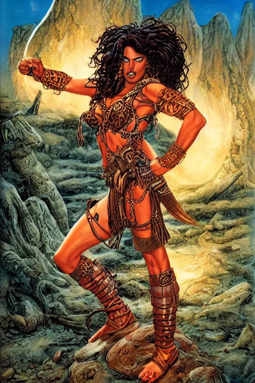 Prompt: A beautiful female warrior by larry Elmore, Jeff easley and Boris Valejo and Julie Bell