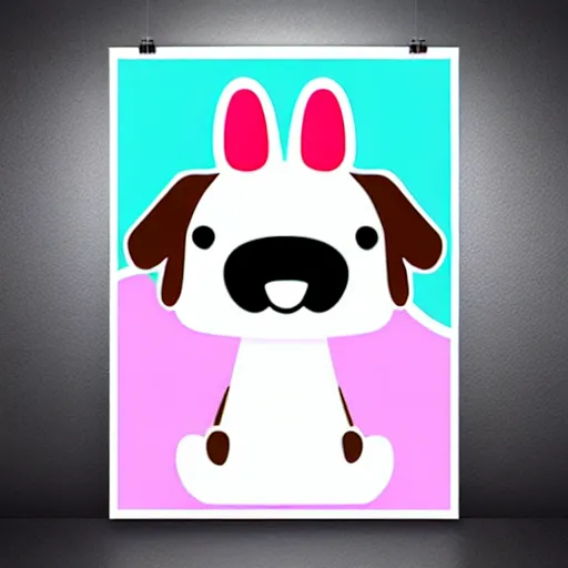 Prompt: Kawaii cute dog, poster art