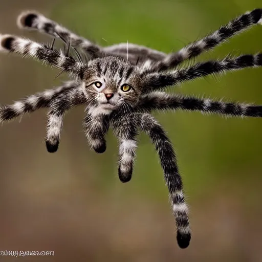 Image similar to cat spider hybrid hunting in the wild