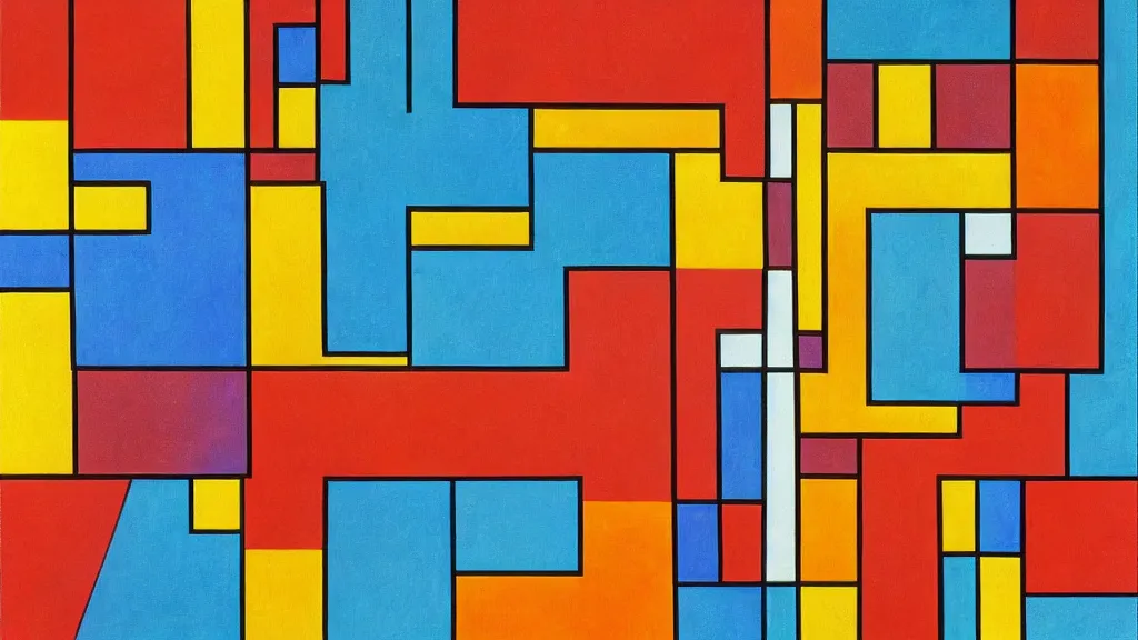 Image similar to abstract art painting, lines, forms, shapes, in style of piet mondrian, 4 k, high resolution details,