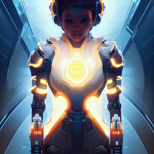 Image similar to symmetry! futuristic robotic, apex legends, epic lighting, illustration, highly detailed, art by artgerm and greg rutkowski and alphonse mucha