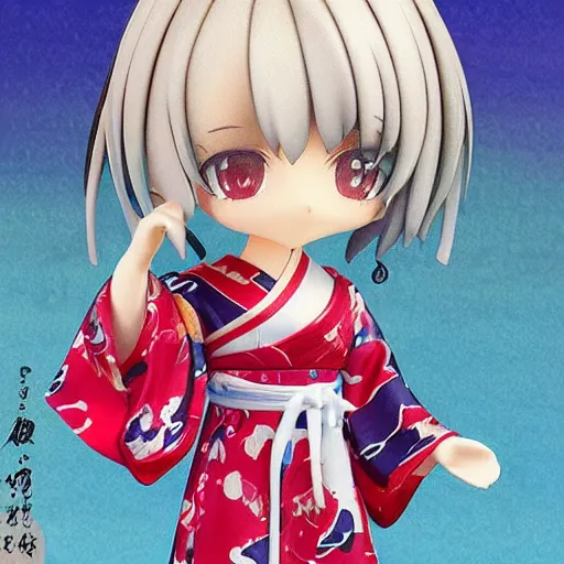 Image similar to beautiful water color concept art of face detailing cute nendoroid girl in the style of ukiyoe , toon rendering, close-up