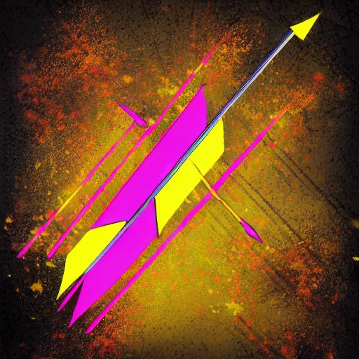 Prompt: a magic arrow soaring through the air, arcane spell, vibrant yellow colors, plain background, digital art