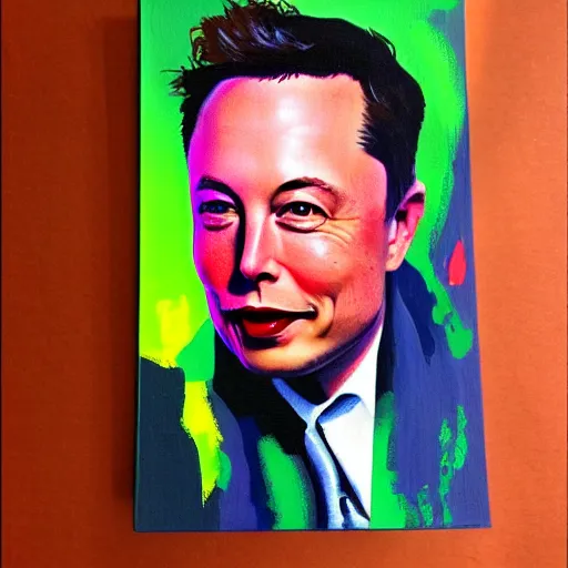 Image similar to painting of elon musk in the style of ryan gajda