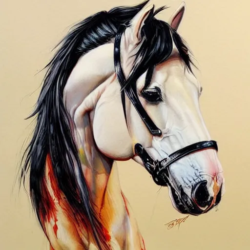 Image similar to beautiful horse by sandra chevrier, artstation, hd