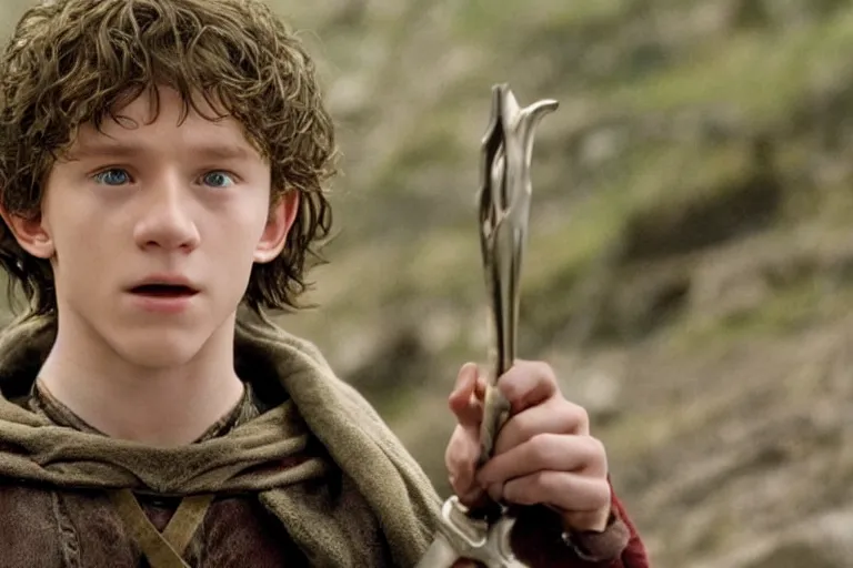 Prompt: young tom holland plays an elf in the lord of the rings return of the king, highly detailed, cinematic lighting, 4 k, arricam studio 3 5 mm film camera, kodak 5 2 7 9 ( tungsten - balanced ) film stock